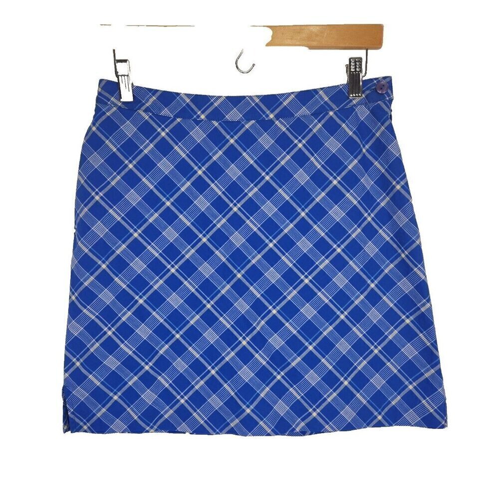 EP Pro Womens Golf Skort 4‎ Blue White Plaid Cotton Stretch Athletic